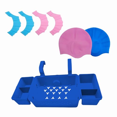 KESOTO Organizer für Schwimmbäder mit Halterungen für Getränke Und Aufhängemöglichkeiten, Blau von KESOTO