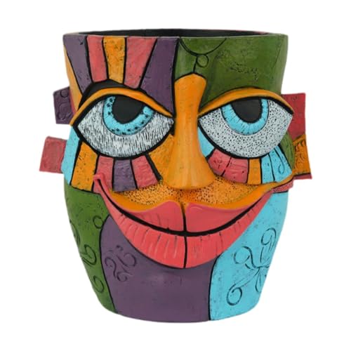 KESOTO Pflanzgefäß mit Abstraktem Gesicht, Kunstharz, Blumentopf mit Gesicht für Den Innenbereich, Eingangsbereich, Balkon KESOTO Pflanzgefäß mit Abstraktem Gesicht, Kunstharz, Blumentopf mit Gesicht für Den Innenbereich, Eingangsbereich, Balkon von KESOTO
