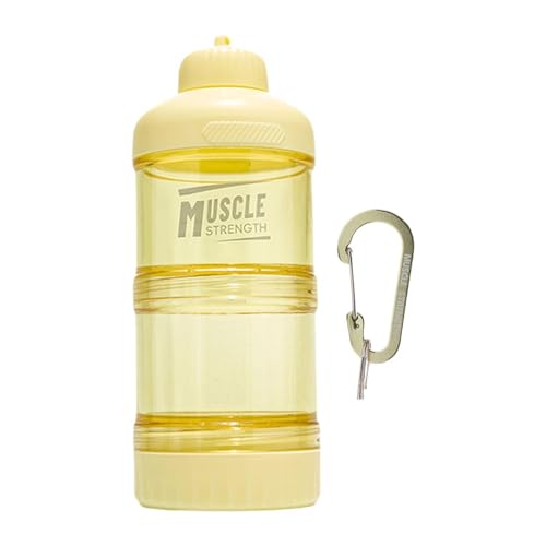 KESOTO Protein Pulverbehälter Proteinbox Aufbewahrungsdose Fitnessbehälter mit Karabiner Aus Robustem PC Material für Fitnessstudio Sport Outdoor Reisen, Gelb KESOTO Protein Pulverbehälter Proteinbox Aufbewahrungsdose Fitnessbehälter mit Karabiner Aus Robustem PC Material für Fitnessstudio Sport Outdoor Reisen, Gelb von KESOTO