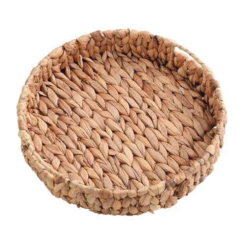 KESOTO Rattan, Tablett aus Grasflechten, Obstteller-Tabletts, rundes dekoratives Serviertablett aus Korbgeflecht, geflochtener Korb für Obst, klein von KESOTO