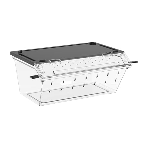 KESOTO Reptilien Zuchtbox Als Schlangen Aufzuchtbox Tier Transportcontainer Und Habitat Käfig Brutbehälter Aus Acryl mit Lüftungsöffnungen für Frösche Und Ge, Schwarz von KESOTO