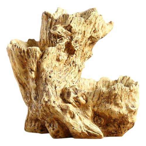 KESOTO Resin Blumentopf Pflanzgefäß Baumstumpf Imitation Baumholz Ornament Kunstharz Skulptur mit Drainagelöchern für Geschenk Schlafzimmer Arbeitszimmer, Holz von KESOTO