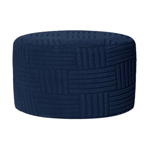 KESOTO Round Ottoman Abdeckung Elastischer Bezug Stretch Hockerhusse Rund Fußbank Schutzhülle Aus Polyester Spandex für Zuhause Büro Gästezimmer Lounge, Marine von KESOTO
