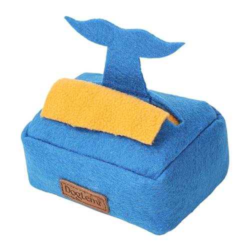 KESOTO Schnüffelspielzeug Als Futtersuchspiel Und Beschäftigungsspielzeug Interaktives Versteckspielzeug Aus Polyester in Taschentuchbox Form für Hunde Und K, Blau von KESOTO
