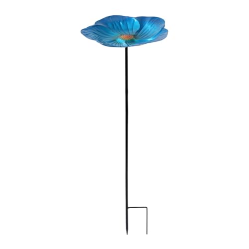 KESOTO Vogeltränke Als Standvogelbad Und Gartenstecker Eine Trinkschale Und Futterplatz mit Stabilem Metallpfahl für Die Gartengestaltung Und für, Blau von KESOTO