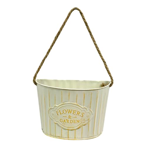 KESOTO Wandhängender Pflanzkorb Halbkreisförmiges Design Dekorative Blumenampel Aus Stahl mit Seil für Terrasse Eingangsbereich, Milchig KESOTO Wandhängender Pflanzkorb Halbkreisförmiges Design Dekorative Blumenampel Aus Stahl mit Seil für Terrasse Eingangsbereich, Milchig von KESOTO