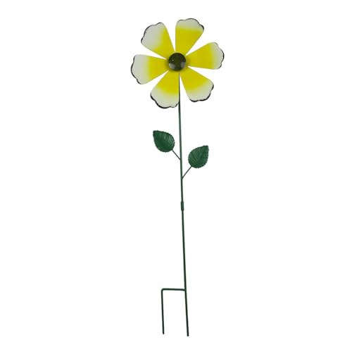 KESOTO Windspiel Als Dekoratives Windrad Und Skulptur Eine Gartendekoration Als Außendekor mit Stabilem Gabel Erdspieß für Garten Und Den Poolbereich, Gelb von KESOTO