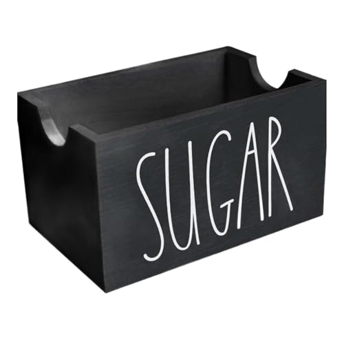 KESOTO Zuckerpakethalter für 20 Beutel, Holzdisplay für Kaffeebar Und Küche, Schwarz von KESOTO