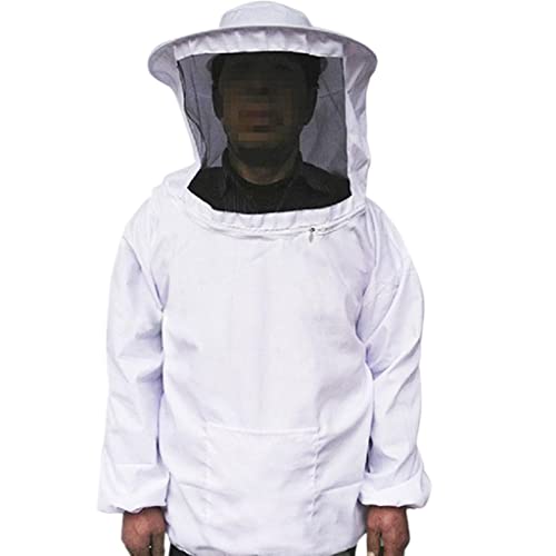 Unisex Bienenzucht Jacke Imkeranzug Imkerjacke mit Schleier und Kapuze Bienenzucht Schutzkleidung Imkerei Kleidung - Weiß von KESOTO