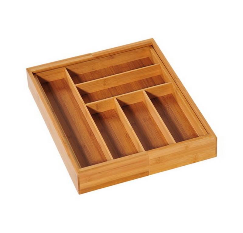KESPER® Besteckkasten Besteckaufbewahrung beidseitig ausziehbar Besteckablage (35-58 x 43 x 6,8 cm (BxTxH), 1 St., Bambus-Holz (FSC-zertifiziert), mit 6-8 Besteckeinteilern von KESPER®