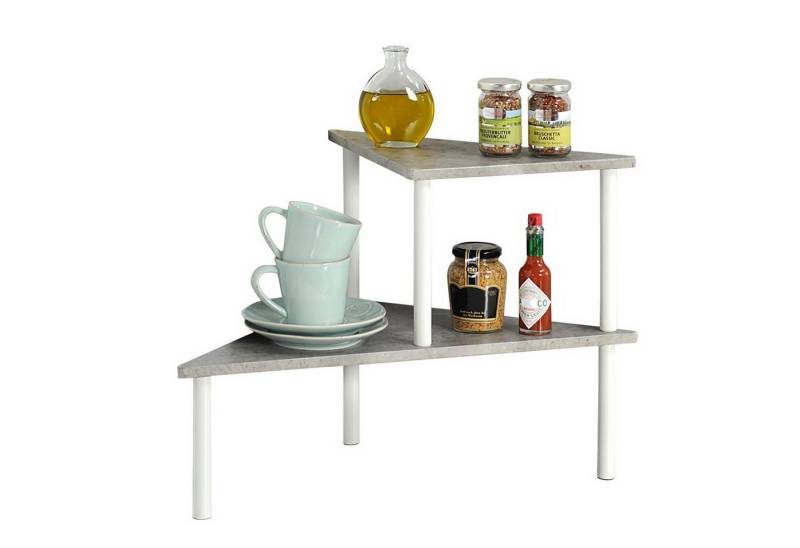KESPER® Eckregal Küchenregal Küchen-Etagenregal 2 Ebenen Gewürzregal Ablagefläche, Dekorfolie in Betonoptik von KESPER®