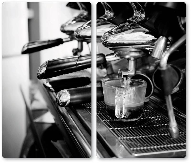 KESPER® Schneide- und Abdeckplatte Multi-Glasschneideplatte, 2er, mit Kaffeemotiv, ESG-Glas, (Set, 2 tlg), zum Schneiden und Abdecken von KESPER®