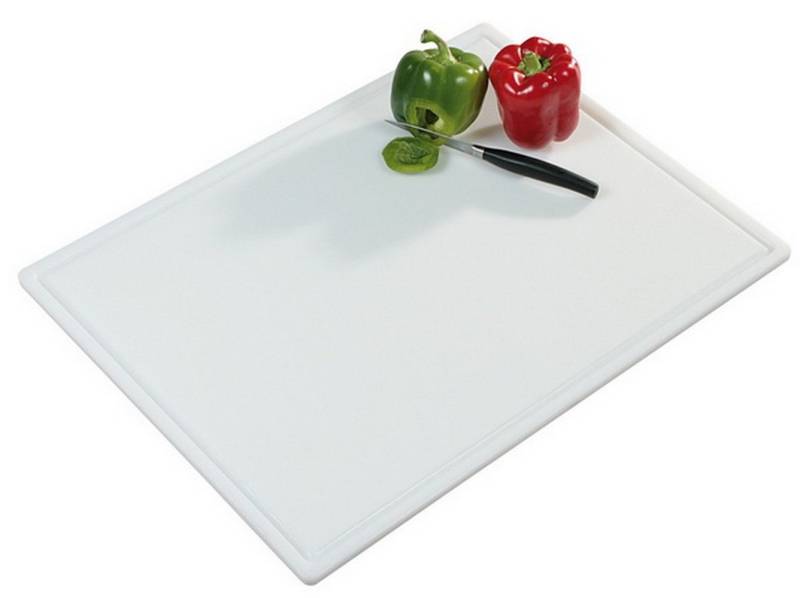 KESPER® Schneidebrett Profi-Tranchierbrett weiß Kunststoff 61 x 45 x 1,2 cm, PE-Kunststoff, praktische Saftrrille, hohe Schnittfestigkeit von KESPER®