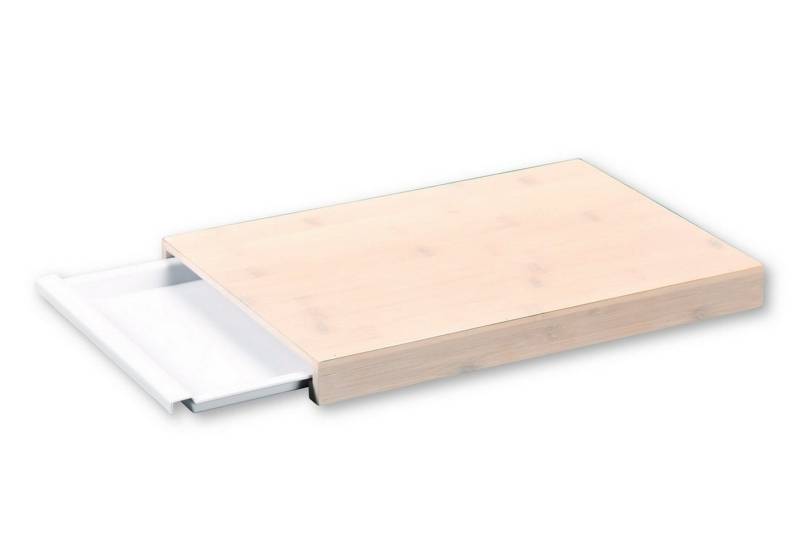 KESPER® Schneidebrett Schneidebrett mit Auffangschale weiß lasiert, Schale: (L x B x H) 35,5 x 24 x 2,5 cm - Gesamt: 38 x 25,5 x 3,5 cm von KESPER®