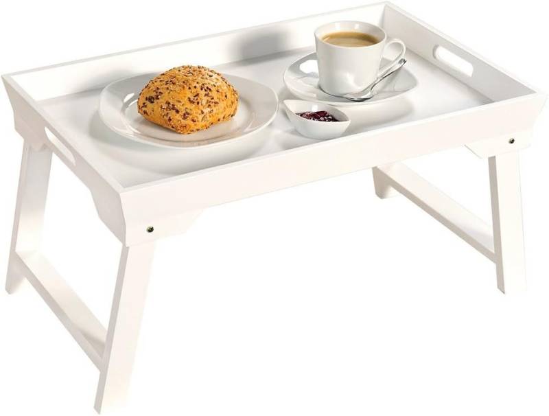 KESPER® Servierplatte Frühstückstablett mit Klappgestell aus Holz Weiß, 52cm x 32cm x 7cm, (1-tlg) von KESPER®