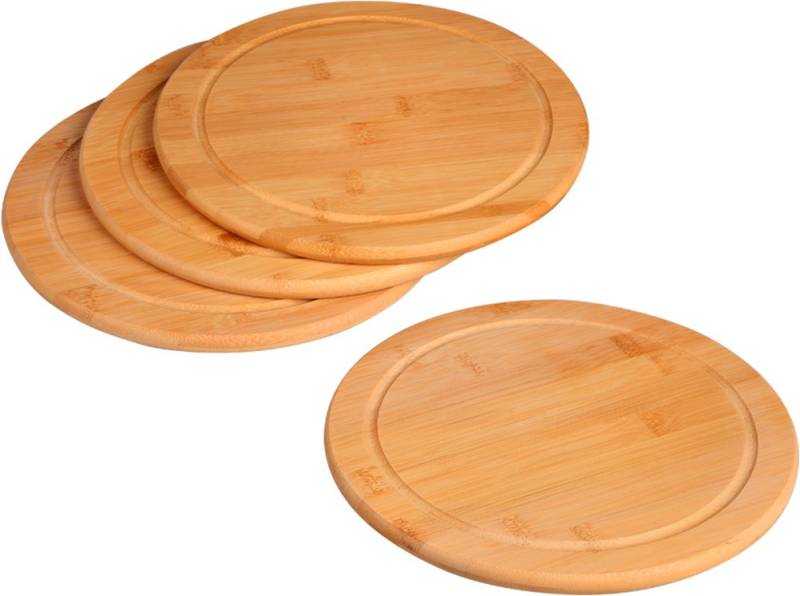 KESPER® Servierteller Vesperteller 4er Set, Bambus, (Set, 4-tlg), mit Saftrille von KESPER®