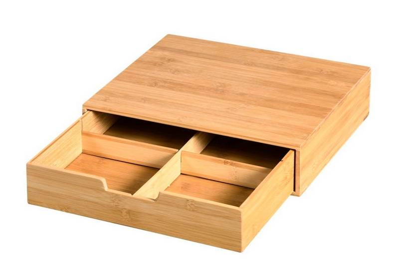 KESPER® Teebox Box mit Schublade aus Bambus Ablage Bildschirm Monitor, Bambus, (BxTxH) 30 x 31 x 8 cm, mit 4 Fächern von KESPER®