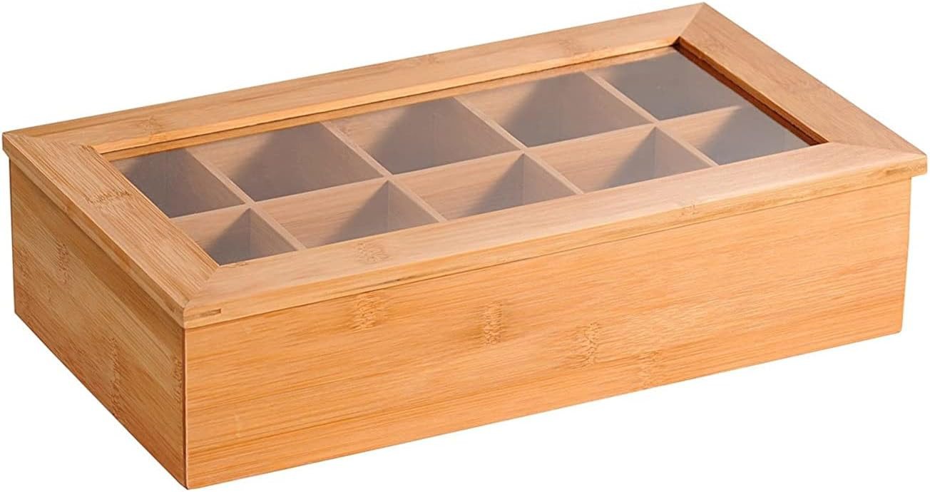 KESPER® Teebox Teebox mit 10 Fächern und Sichtfenster, Maße: B: 36 x T: 20 x H: 9 cm, (1-tlg) von KESPER®
