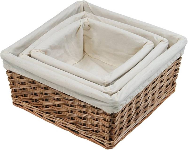 KESPER® Weidenkorb Weidenkorb mit Leinenfutter, 28,5 x 28,5 x 14,5 cm (1 St) von KESPER®