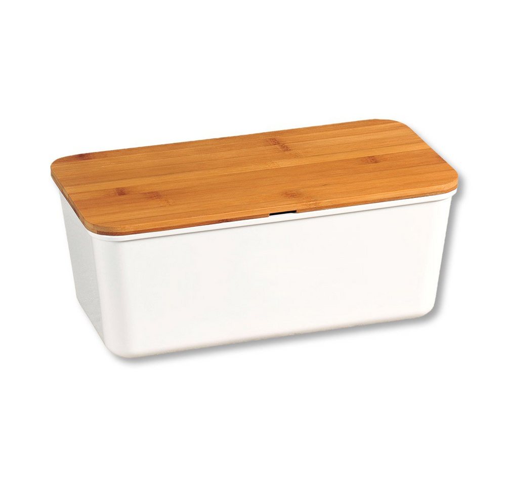 KESPER for kitchen & home Brotkasten Brotbox mit Holzdeckel - als Schneidebrett verwendbar, Brotbrett beidseitig verwendbar, Brotkiste mit Schneidebrett-Deckel von KESPER for kitchen & home