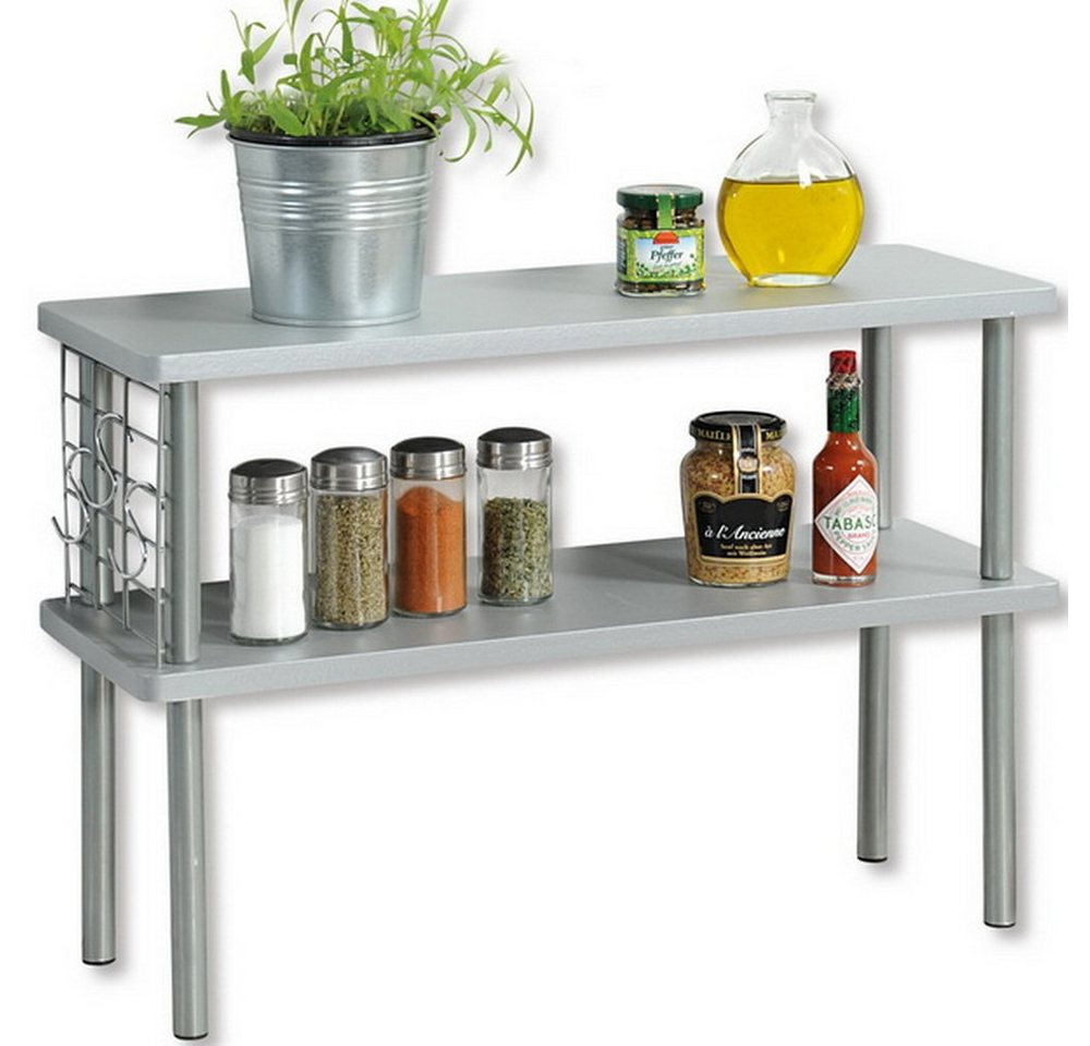 KESPER for kitchen & home Küchenregal Etagenregal, 2-Etagenregal, Stehregal, freistehend, mit einem Drahtgitter, mit 3 Gitterhaken von KESPER for kitchen & home