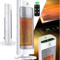 Heizlüfter mit Fernbedienung energiesparend leise 2000W Keramik Heizstrahler Standheizstrahler 15-30°C - Schnellheizer mit 80° Oszillationsfunktion von KESSER