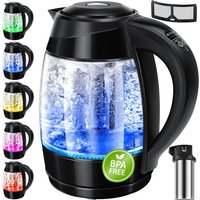Kesser - 1.8L Edelstahl Wasserkocher 2200W Glaswasserkocher Warmhaltefunktion Schwarz / Schwarz Kesser - 1.8L Edelstahl Wasserkocher 2200W Glaswasserkocher Warmhaltefunktion Schwarz / Schwarz von KESSER