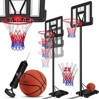 Basketballkorb Premium mit Ständer Rollen Inkl. Basketball + Pumpe verstellbare Korbhöhe 230 bis 305 cm höhenverstellbar Korbanlage Outdoor Schwarz von KESSER