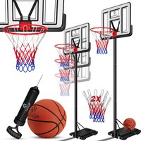 Basketballkorb Premium mit Ständer Rollen Inkl. Basketball + Pumpe verstellbare Korbhöhe 230 bis 305 cm höhenverstellbar Korbanlage Outdoor Weiß von KESSER