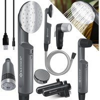 Campingdusche mit Akku Tauchpumpe Handbrause 2x 2200mAh-Lithium-Akku, USB-Ladekabel , für Camping Garten - Auto – Outdoor Anthrazit / Schwarz - Kesser von KESSER