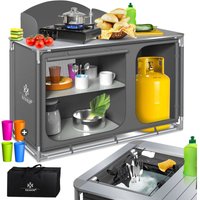 Campingschrank Campingküche mit Aluminiumgestell inkl.Tragetasche Kocherschrank für Camping Outdoor-Campingmöbel Typ F4 (Grau) - Kesser von KESSER