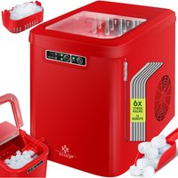 Eiswürfelbereiter Eiswürfelmaschine Edelstahl Ice Maker 12 kg 24 h Zubereitung in 7 min 2.2 Liter Wassertank 2 Eiswürfel-Größen Rot - Kesser von KESSER
