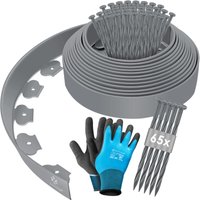 Flexible Rasenkante aus Kunststoff mit Erdankern + Handschuhen Beeteinfassung Beetumrandung Beetbegrenzung Mähkante - Kesser von KESSER