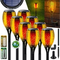 Gartenfackel Solar Set Solarleuchten Flamme mit Wandhalterung + Erdspieß Licht-Sensor Wetterfest Garten Solarleuchte Fackel Lichter led Garten 96 von KESSER