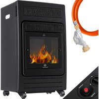 Gasheizer Gasheizofen Heizstrahler 3 4 kW Gas Kamin inkl. Gasdruckregler & Gasschlauch 2 Heizstufen Infrarot 3400W Gasheizstrahler Gasheizung Schwarz von KESSER