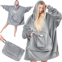 Hoodie Decke Kuscheldecke mit Ärmeln Deckenpullover Vielseitig Tragbare Decke zum Anziehen für Damen & Herren Sweatshirt Warm Kuschelpullover Grau von KESSER
