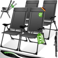 2er Set Gartenstuhl Hochlehner Alu Klappstuhl 7-Fach Verstellbar mit Armlehnen Atmungsaktiv klappbar Campingstuhl Balkonstuhl Klappsessel Anthrazit von KESSER