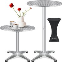 2in1 Stehtisch Bistrotisch Aluminium Edelstahlplatte höhenverstellbar 70cm / 115cm Partytisch Tisch In- & Outdoor Hochzeit Empfang Silber / ø 60 cm / von KESSER