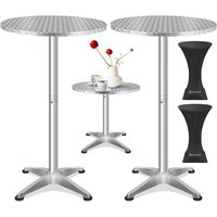 2in1 Stehtisch Bistrotisch Aluminium Edelstahlplatte höhenverstellbar 70cm / 115cm Partytisch Tisch In- & Outdoor Hochzeit Empfang Silber / ø 80 cm / von KESSER