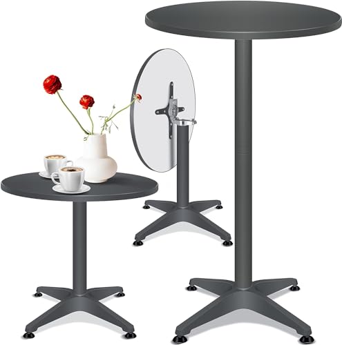 KESSER® 2in1 Stehtisch klappbar Bistrotisch 1er Set | Aluminium Edelstahlplatte | höhenverstellbar 70cm / 115cm | Partytisch Tisch Ø 60cm | In- & Outdoor | Empfangstisch Klapptisch mit Cover Anthrazit von KESSER