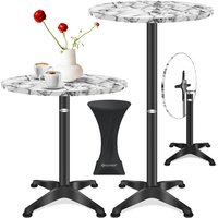 2in1 Stehtisch klappbar Bistrotisch Aluminium Edelstahlplatte höhenverstellbar 70cm / 115cm Partytisch Tisch In- & Outdoor Hochzeit Marmor / ø 80 cm von KESSER