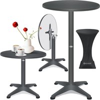 2in1 Stehtisch klappbar Bistrotisch Aluminium Edelstahlplatte höhenverstellbar 70cm / 115cm Partytisch Tisch In- & Outdoor Hochzeit Anthrazit / ø 80 von KESSER