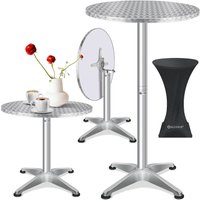 2in1 Stehtisch klappbar Bistrotisch Aluminium Edelstahlplatte höhenverstellbar 70cm / 115cm Partytisch Tisch In- & Outdoor Hochzeit Silber / ø 80 cm von KESSER