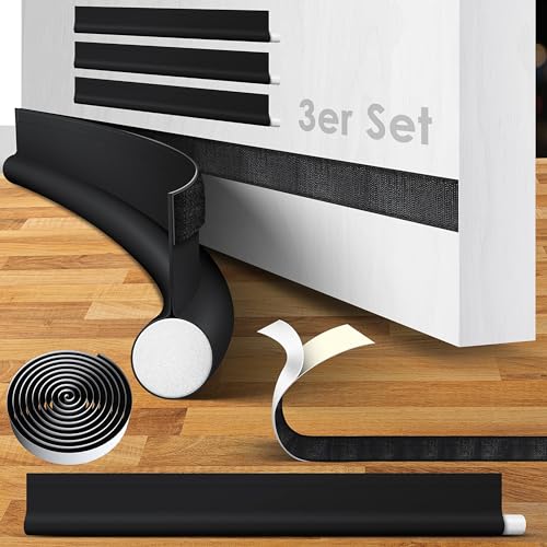 KESSER® 3 x Zugluftstopper Set bis 95 cm zuschneidbar Passend für alle Türen | waschbar | Lärmschutz Türluftstopper | doppelseitige Türisolierung | Luftzugstopper | Schutz vor Lärm und Zugluft von KESSER