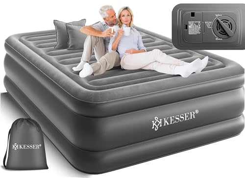 KESSER® Aufblasbare Matratze Luftbett Selbstaufblasend Gästebett mit eingebauter elektrischer Pumpe, Luftmatratze für Camping oder Heimgebrauch Mit Tasche, geeignet für 2 Person - 203 x 152,5 x 51cm von KESSER