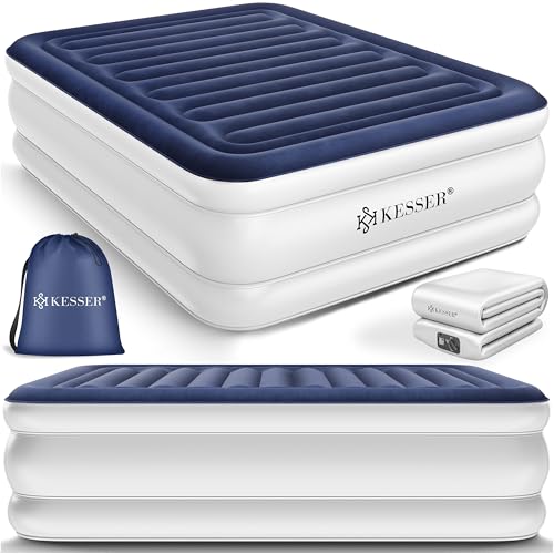 KESSER® Aufblasbare Matratze Luftbett Selbstaufblasend Gästebett mit eingebauter elektrischer Pumpe, Luftmatratze für Camping oder Heimgebrauch Mit Tasche, geeignet für 2 Person - 203 x 152,5 x 51cm von KESSER