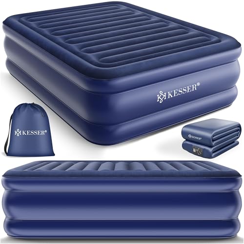 KESSER® Aufblasbare Matratze Luftbett Selbstaufblasend Gästebett mit eingebauter elektrischer Pumpe, Luftmatratze für Camping oder Heimgebrauch Mit Tasche, geeignet für 2 Person - 203 x 152,5 x 51cm von KESSER