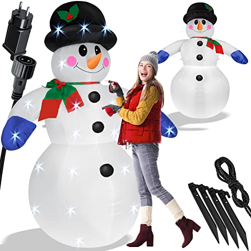 KESSER® Aufblasbarer Schneemann XXL 240cm LED-Beleuchtung mit Befestigungsmaterial & geräuscharmen Gebläse Deko Weihnachts-Figur Weihnachten Weihnachtsdekoration Innen & Außen Witterungsbeständig IP44 von KESSER