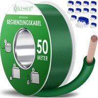 KESSER® Begrenzungskabel + Erdspieße + Kabelverbinder für Mähroboter Rasenmäher Rasenroboter Zubehör SET Begrenzungsdraht Universal kompatibel Grün / von KESSER