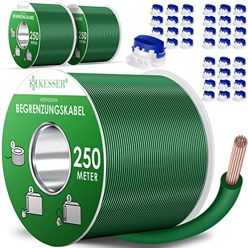 KESSER® Begrenzungskabel 750m + 36 Kabelverbinder für Mähroboter Rasenmäher Rasenroboter Zubehör Set Begrenzungsdraht Universal für Suchkabel kompatibel mit Gardena/Bosch/Worx/Einhell/Honda/ROBOMOW von KESSER